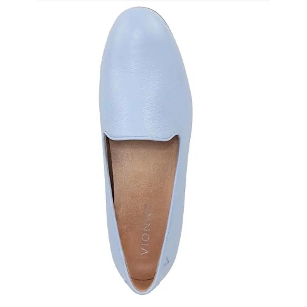 Vionic Willa II Sky Blue‎ Leather Loafer Flat Womens 8 M Arch Support Shoe New
